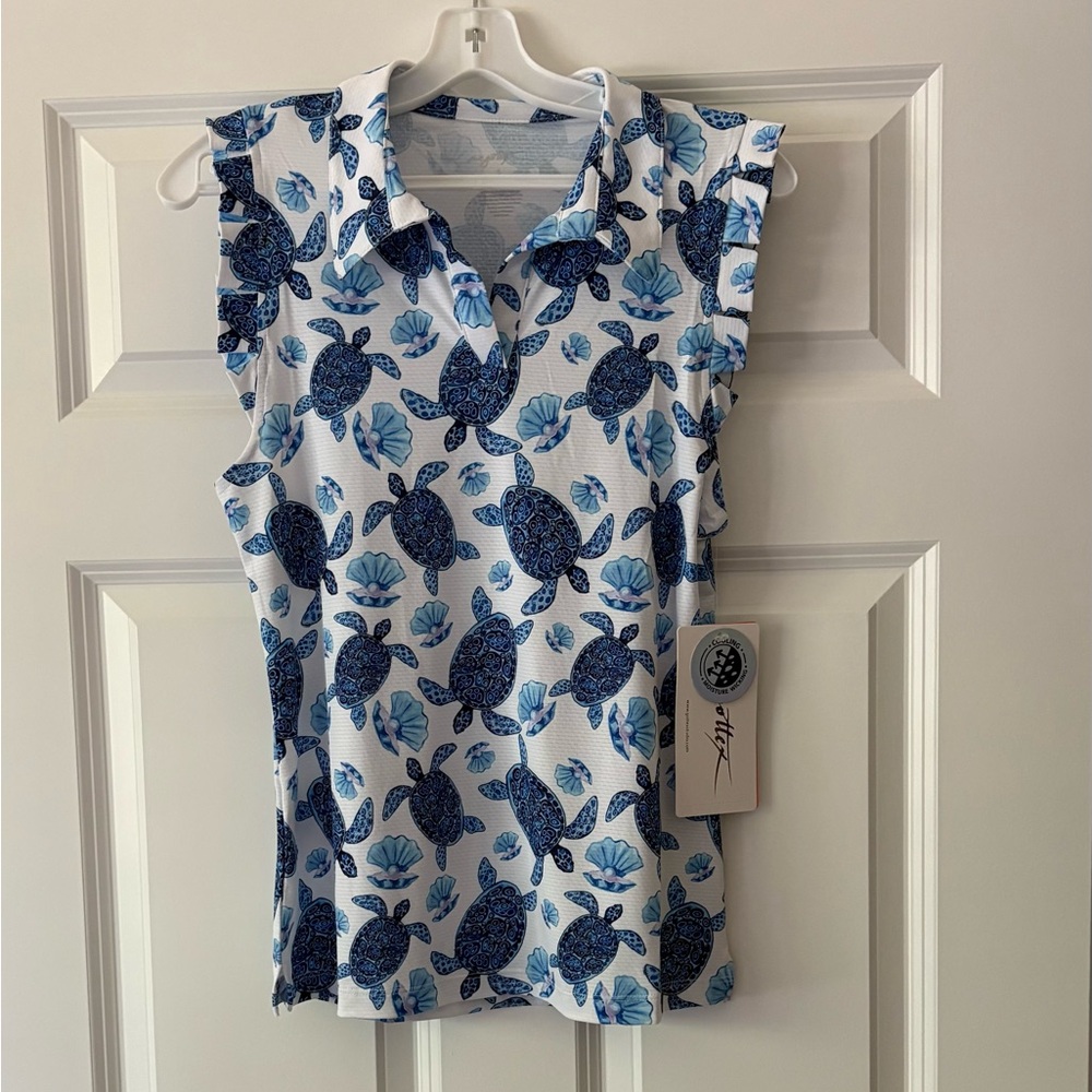 ‼️Take 30% OFF‼️NWT GOTTEX Blue Turtle Print Women's Top